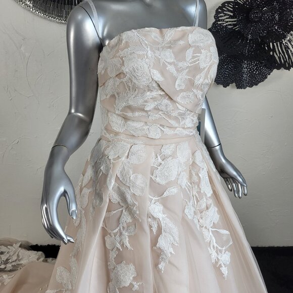 NWT~$1699~ALLURE BRIDAL~12~STRAPLESS CHAMPAGNE IVORY EMBELLISHED WEDDING DRESS - Picture 4 of 16